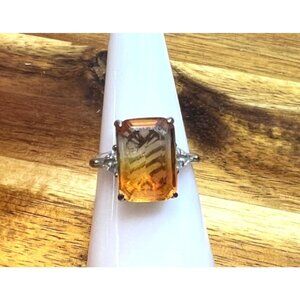 Ring Bomb Party Ring, size 8, gold gem, silver color band